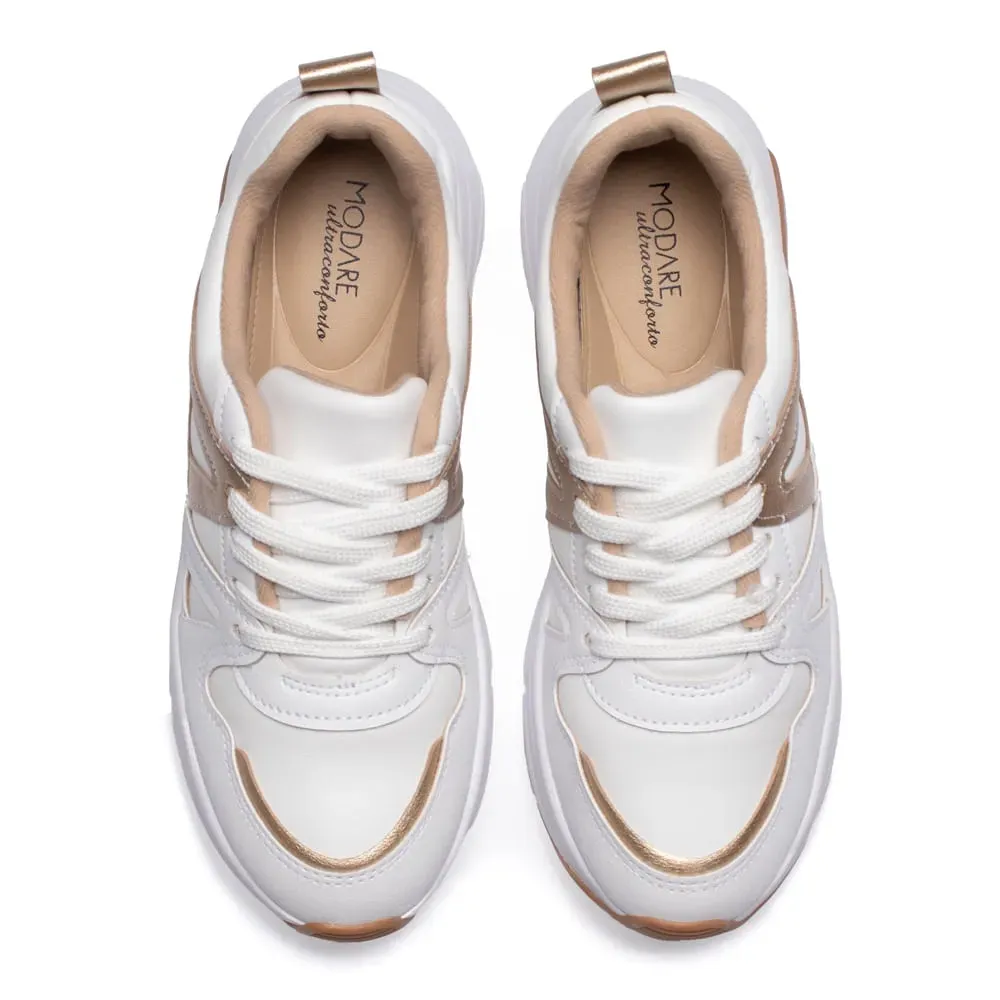 Modare Tenis Casual 7401-102-29627-17165 BrancoDourado Napa SupremaNapa Floather -1-